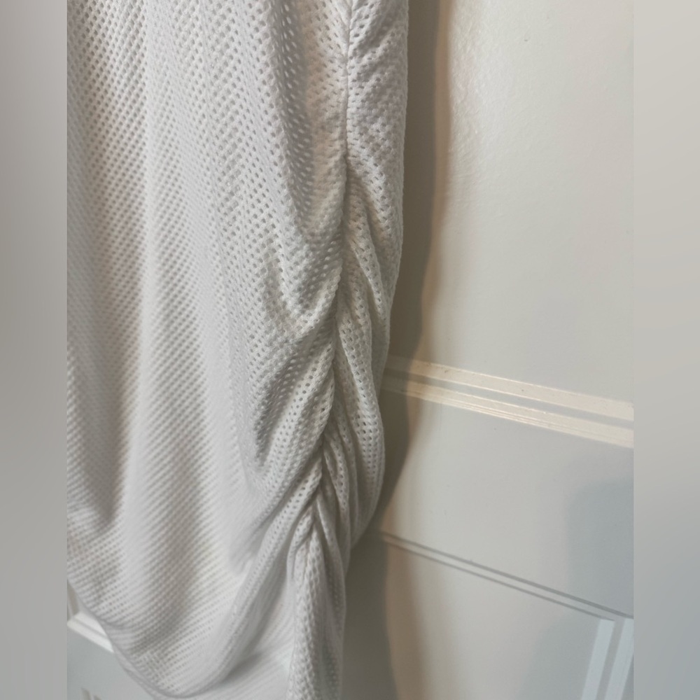 Michael Stars White Mesh Ruched Midi Dress Sleeveless Bodycon Size Small - Picture 3 of 8
